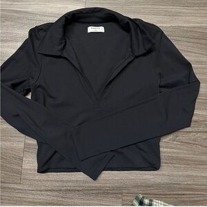 Babaton Elegant Black Collared Shirt